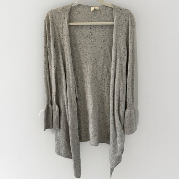 Anthropologie Moth Small Wool Cashmere Speckled Gray Cardigan Duster Bell Sleeve - Picture 1 of 6
